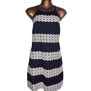 Lilly Pulitzer Sz 2 ANNABELLE Navy & Gold Metallic Applique Shift Dress